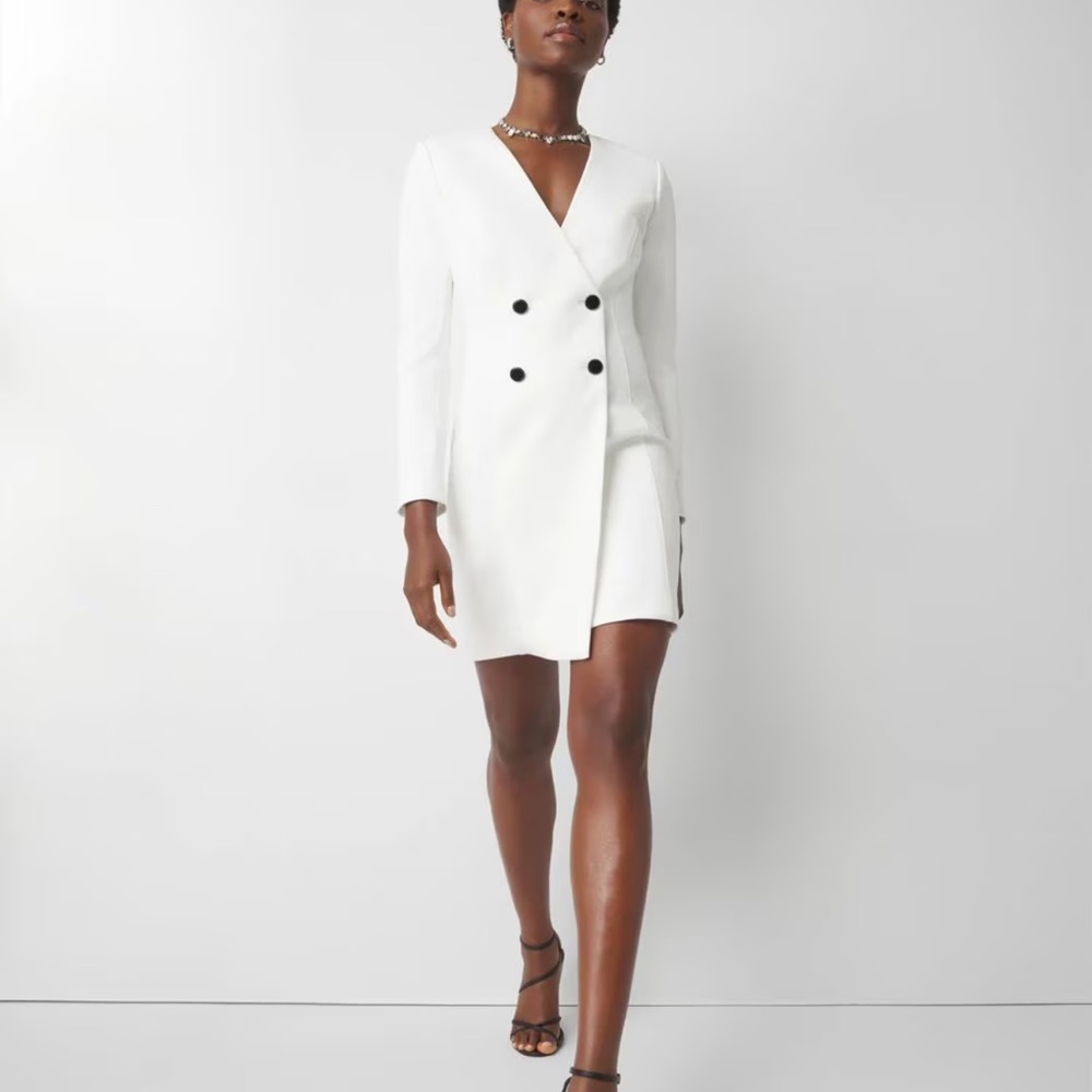 White House Black Market Sheath Dress White Black Long Sleeve